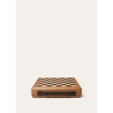 Loro Piana - The Suitcase Stripe Intarsia Chess Board, Natural Walnut, Size: NR