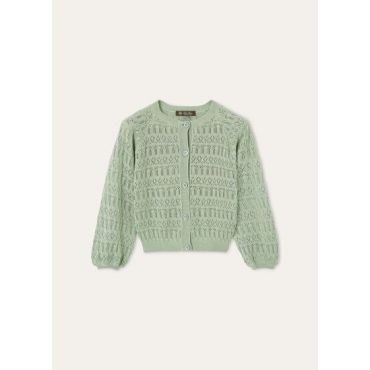 Loro Piana - Daisy Cardigan Sweater Silk Gg 14, Jade Green, Size: 12