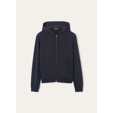 Loro Piana - Vellano Hooded Bomber Double Bicolor Gok, Man, Blue Navy, Size: S