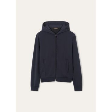 Loro Piana - Vellano Hooded Bomber Double Bicolor Gok, Man, Blue Navy, Size: S