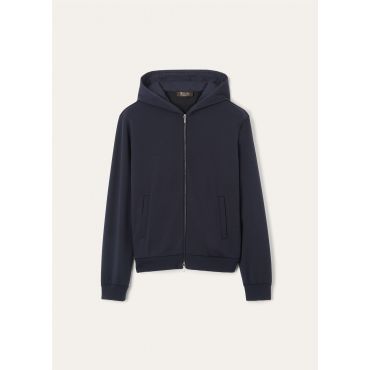 Loro Piana - Vellano Hooded Bomber Double Bicolor Gok, Man, Blue Navy, Size: S