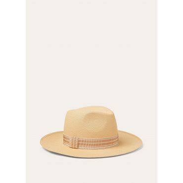 Loro Piana - Sergio Hat Bicolor Suitcase Stripe Ribbon Straw20, Woman, Renkon Beige/Birch Ribbon, Size: M