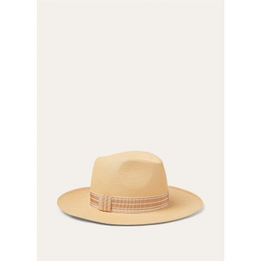 Loro Piana - Sergio Hat Bicolor Suitcase Stripe Ribbon Straw20, Woman, Renkon Beige/Birch Ribbon, Size: M