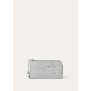 Loro Piana - Extra Zippouch Wth Cardholder Glazed Alligator, Woman, Eucalyptus/Antique Silver, Size: NR
