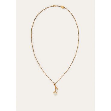 Loro Piana - Linen Flower Bud Necklace Brass, Woman, Whisper White/Jewel Sun Gold, Size: NR