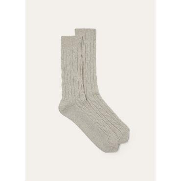 Loro Piana - Baby Cash Light Treccia Socks Gg 15, Man, Silver Melange/Natural Melange, Size: S