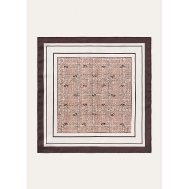 Loro Piana - Boteh Foulard 41 Silk Twill, Man, Winetasting/Ivory/Rust, Size: NR