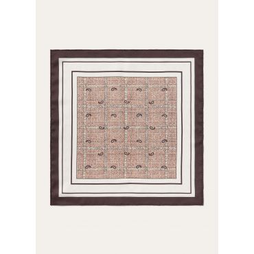 Loro Piana - Boteh Foulard 41 Silk Twill, Man, Winetasting/Ivory/Rust, Size: NR