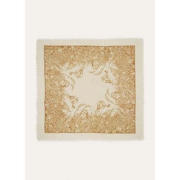 Loro Piana - Loro Piana Campo Di Lino Fiorito Shawl120 Soffio, Woman, Papyrus/Sand, Size: NR