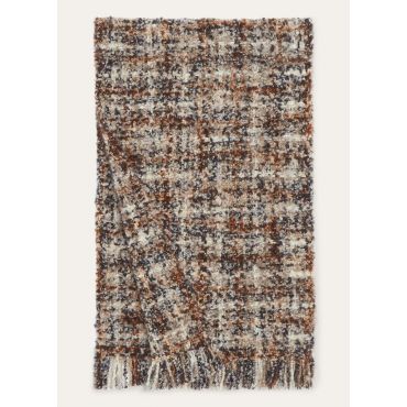 Loro Piana - Sciarpa Cash Seta Check Polip, Woman, Cigar Brown/Anthracite/Bone, Size: NR