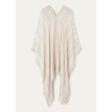 Loro Piana - Poncho Suitcase Stripes Tone, Woman, Birch Beige/Pristine White, Size: NR