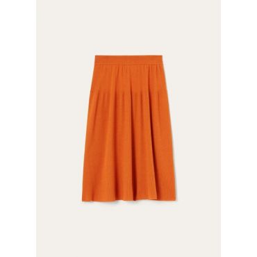 Loro Piana - Royal Lightness Ribbed Skirt Wool Silk Gg18, Woman, Orange Poppy, Size: L