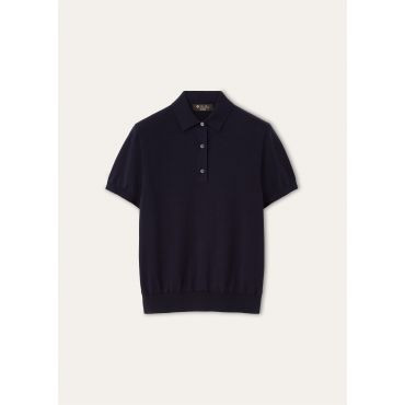 Loro Piana - Ice Wish Ss Polo Cotton Gg 18, Woman, Blue Navy, Size: 38
