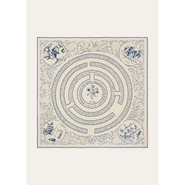 Loro Piana - Loro Piana Maestri Del Lino Foulard 90 Silk Twill, Woman, Pearl/Navy Blue, Size: NR