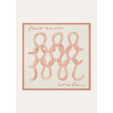 Loro Piana - Loro Piana Punto Rasato Foulard 90 S.light, Woman, Papyrus/Pink Cameo, Size: NR