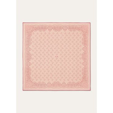 Loro Piana - Loro Piana Fiore Di Lino Bandana Foulard 90 Wool, Woman, Pale Pink/Red, Size: NR