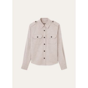 Loro Piana - Anya Shirt Wool Cash Flannel, Woman, Misty Grey, Size: 44