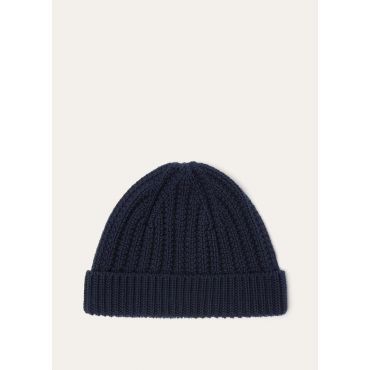 Loro Piana - Moltrasio Beanie Cotton Gg 7, Man, Navy Blue, Size: L