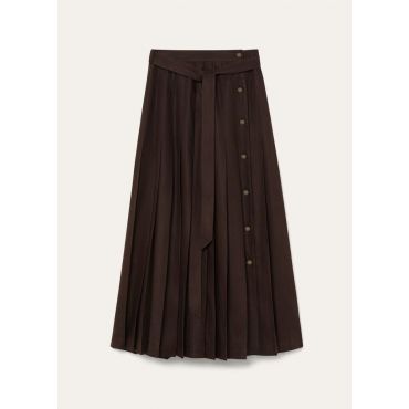 Loro Piana - Yasmina Skirt New Summer Twill, Woman, Carob Bean, Size: 36