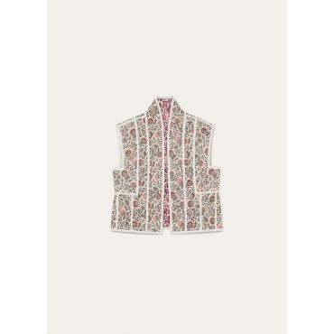 Loro Piana - Alev Short Rev. Vest Riserva San Nicolo Twill Sum, Woman, Chalk/Graphite Powder/Dahlia/Lilac, Size: 42