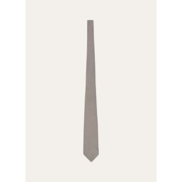 Loro Piana - Yale Pied De Poule Tie 8 Silk, Man, Silver White/Ivory/Burgundy, Size: NR