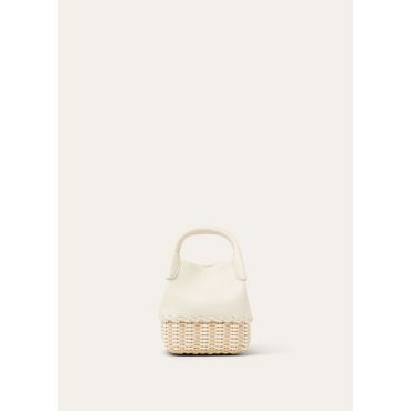 Loro Piana - Bale Micro Braided Wicker/rounded Leather, Woman, Malt-Whisper White/Sun Gold, Size: NR
