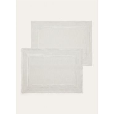 Loro Piana - Set Placemat Embroidered Suitcase Stripe 2 Pax, Biancore/Shaded White, Size: NR