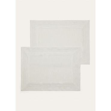 Loro Piana - Set Placemat Embroidered Suitcase Stripe 2 Pax, Biancore/Shaded White, Size: NR