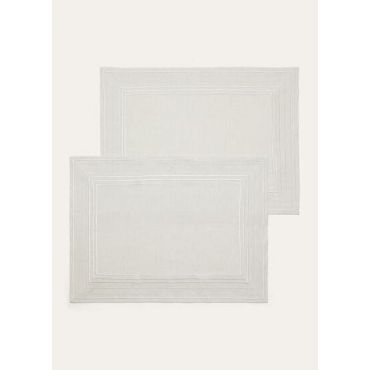 Loro Piana - Set Placemat Embroidered Suitcase Stripe 2 Pax, Biancore/Shaded White, Size: NR