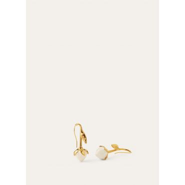 Loro Piana - Linen Flower Bud Earrings Brass/enamel, Woman, Whisper White/Jewel Sun Gold, Size: NR