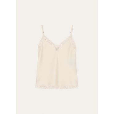 Loro Piana - Katerina Embroidered Top Dressy Satin, Woman, Ivory Glow, Size: 38