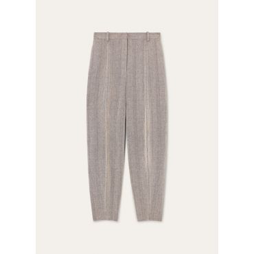 Loro Piana - Dan Trousers Linen Wish Cash Rain, Woman, Chalk/Black, Size: 46