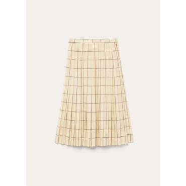 Loro Piana - Clea Short Skirt Piot Check Sable', Woman, Chalk/Pecan Syrup, Size: 36