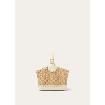 Loro Piana - Bobbin Bucket Wicker/rounded Leather, Woman, Malt-Whisper White/Sun Gold, Size: NR