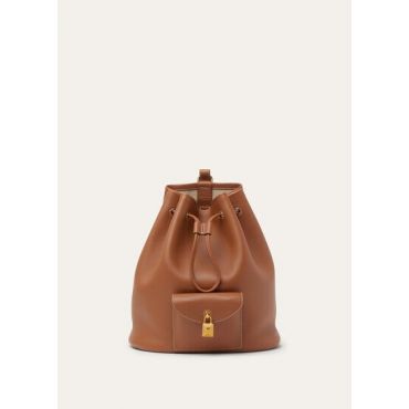 Loro Piana - Extra Drawstring Backpack L27 Rounded Leather, Woman, Warm Tan/Sun Gold, Size: NR