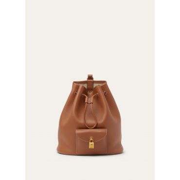 Loro Piana - Extra Drawstring Backpack L27 Rounded Leather, Woman, Warm Tan/Sun Gold, Size: NR