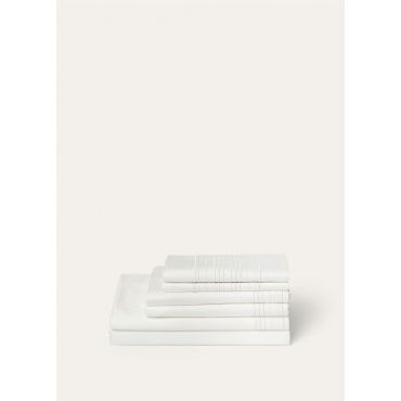 Loro Piana - Embroidered Stripe Bedding Set Organic Cotton, White, Size: NR