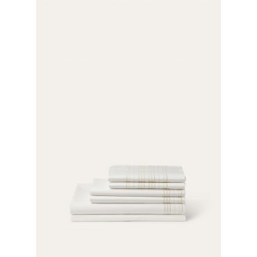 Loro Piana - Embroidered Stripe Bedding Set Organic Cotton, White/Ivory, Size: NR
