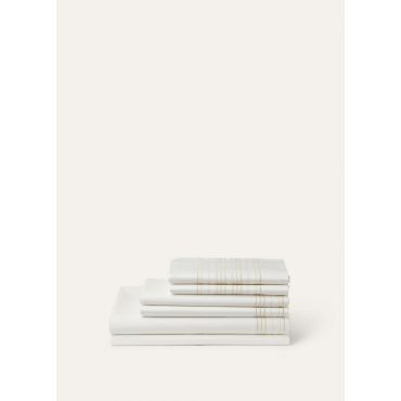 Loro Piana - Embroidered Stripe Bedding Set Organic Cotton, White/Ivory, Size: NR