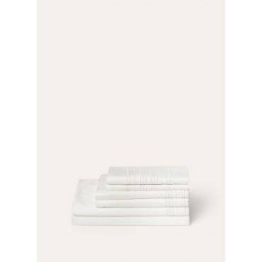 Loro Piana - Embroidered Stripe Bedding Set Organic Cotton, White, Size: NR