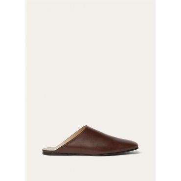 Loro Piana - Alba Flat Mule Waxed Lambskin, Woman, Powder Brown, Size: 41