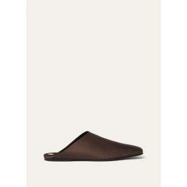 Loro Piana - Alba Flat Mule Satin, Woman, Tabac Colonia, Size: 38