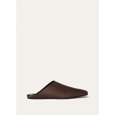 Loro Piana - Alba Flat Mule Satin, Woman, Tabac Colonia, Size: 38