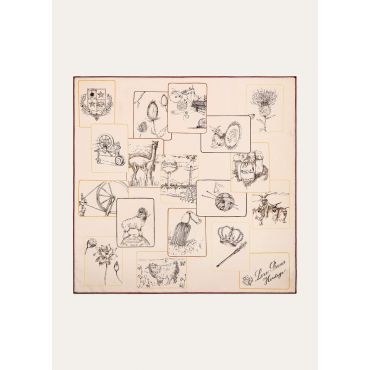 Loro Piana - Loro Piana Heritage Foulard 60 Silk Twill, Woman, Pink Flamingo/Dark Brown/Kummel, Size: NR
