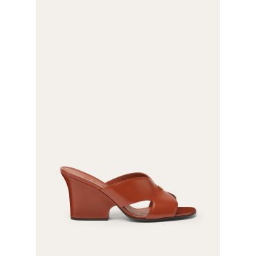 Loro Piana - Vera Heeled Mule H80 Glazed Calf, Woman, Vinegar, Size: 41