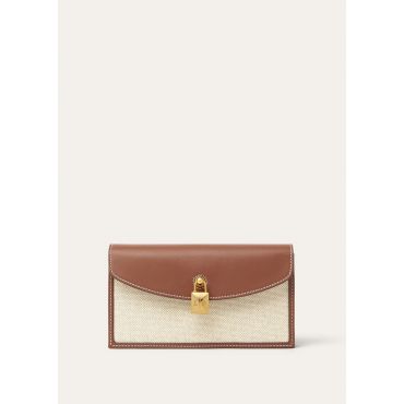 Loro Piana - Extra Pochette Nat Canvas/rounded Leather, Woman, Natural/Caramel Sugar/Sun Gold, Size: NR