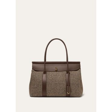 Loro Piana - Loom L37 Mouline' Tweed/rounded Leather, Woman, Heatered Brown/Dark Chocolate/Licorice/Sun Gold, Size: NR