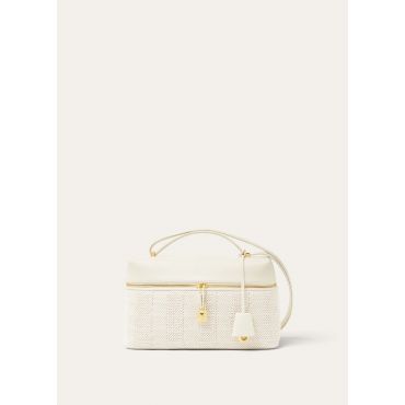 Loro Piana - Extra Bag L27 Beach Crochet Rounded Leather, Woman, Ecru/Whisper White/Sun Gold, Size: NR