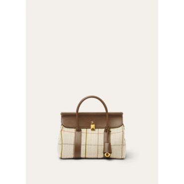 Loro Piana - Loom L25 Belt Linen Jacq/rounded Leather, Woman, Tartan/Salty Capers/Sun Gold, Size: NR