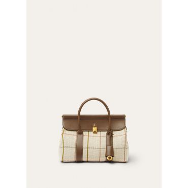 Loro Piana - Loom L25 Belt Linen Jacq/rounded Leather, Woman, Tartan/Salty Capers/Sun Gold, Size: NR